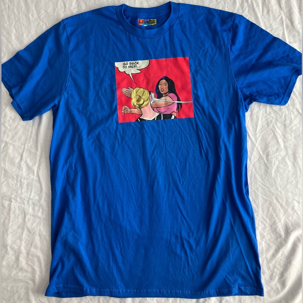 “Go Back Yo Mexi…” Slap! Hispanic Heritage Slap Fight Blue Meme Tee Size Large
